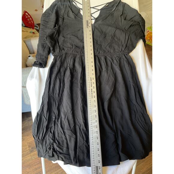 Torrid Women Dress 2 Plus Black Fit & Flare Straps 3/4 Sleeve Knee Length - Picture 7 of 10